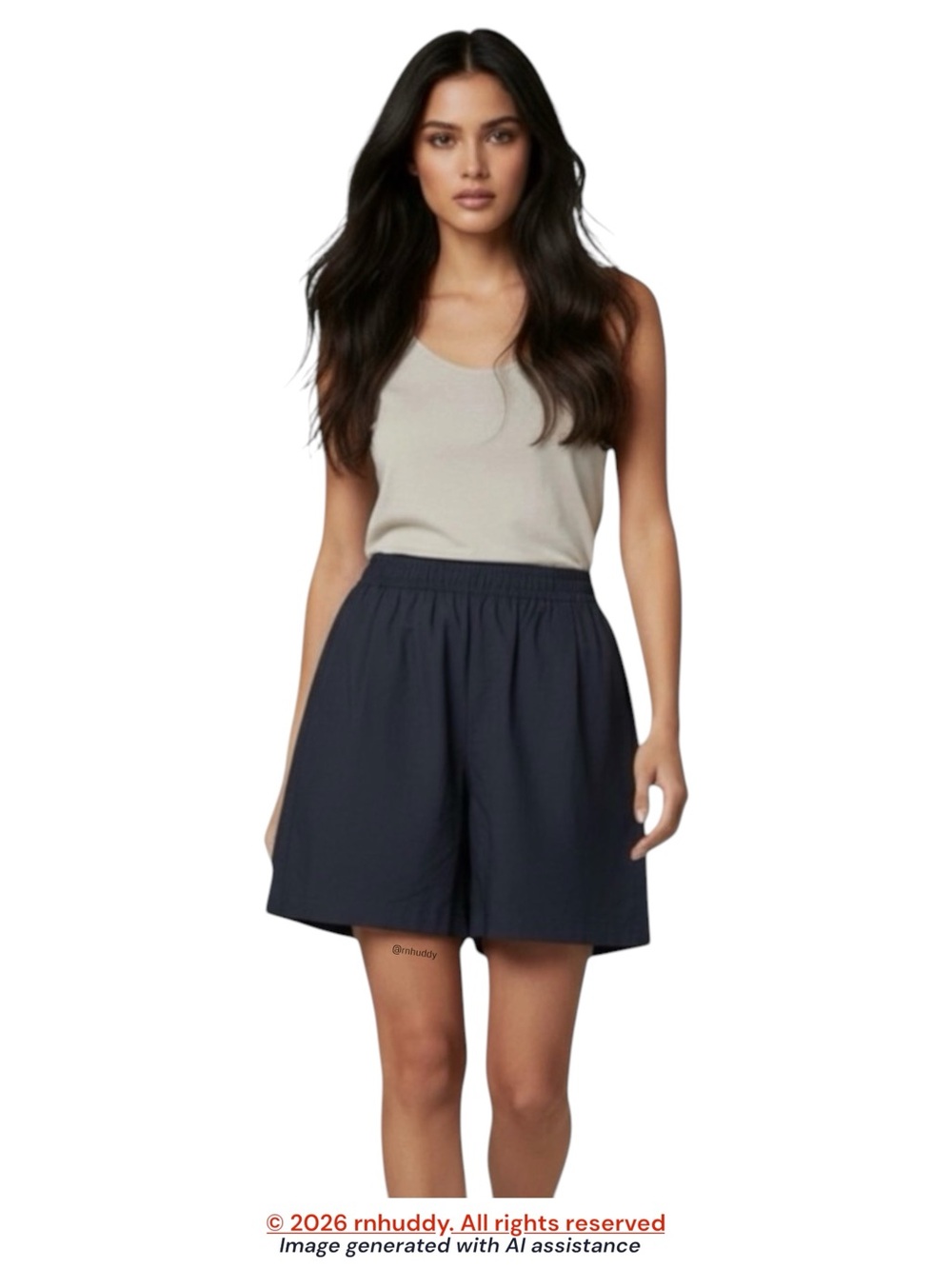 Zara M high waisted pull on flowy midnight navy shorts